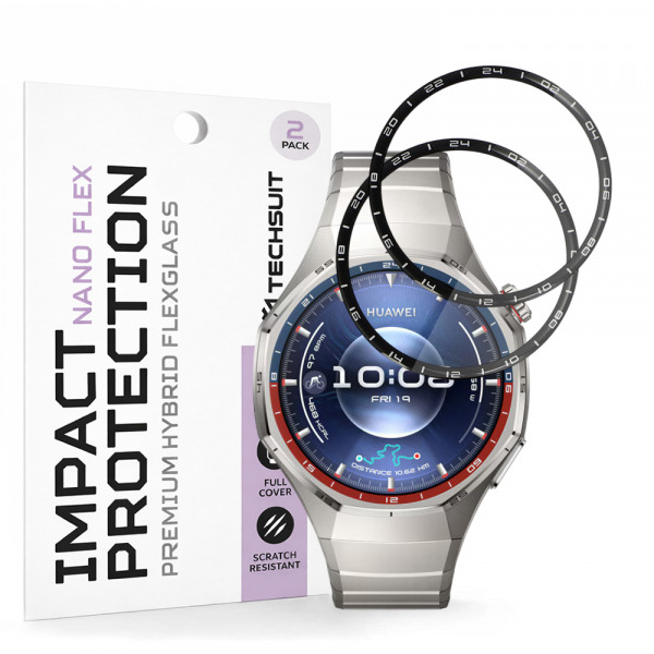 Folie Protectie Techsuit Nano Flex pentru Huawei Watch GT 6 Pro, Set 2 bucati, Plastic, Neagra