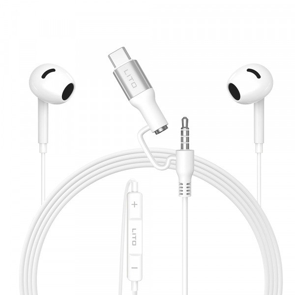 Handsfree 3.5mm / USB-C Lito LF03, Alb
