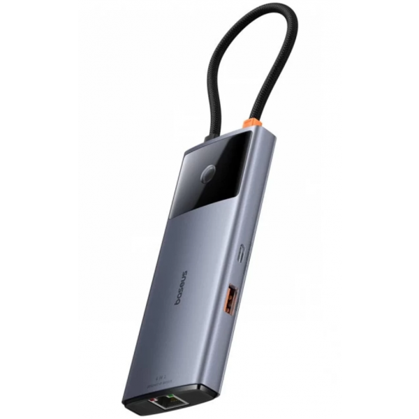 Hub USB-C Baseus Metal Gleam II, 2 x USB-A - 2 x USB-C - 1 x HDMI - 1 x RJ45, Gri B00061802813-00