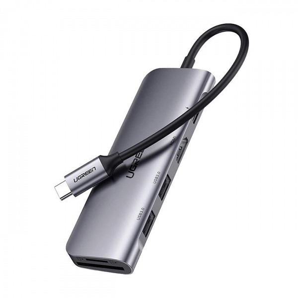 Hub USB-C UGREEN CM195 (15214), 2 x USB-A 3.0 - 1 x USB-C - 1 x HDMI - 1 x SD - 1 x microSD, Gri