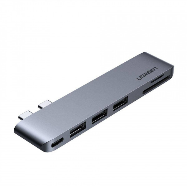 Hub USB-C UGREEN CM251 pentru Apple MacBook Pro / Air, 3 x USB-A 3.0 - 1 x USB-C - 1 x SD - 1 x microSD, Gri