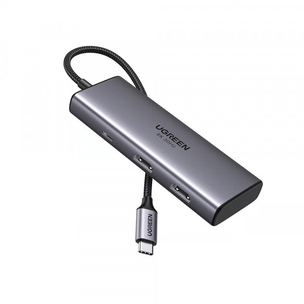 Hub USB-C UGREEN CM498 (15852), 2 x USB-A 3.0 - 2 x USB-C - 2 x HDMI, Gri