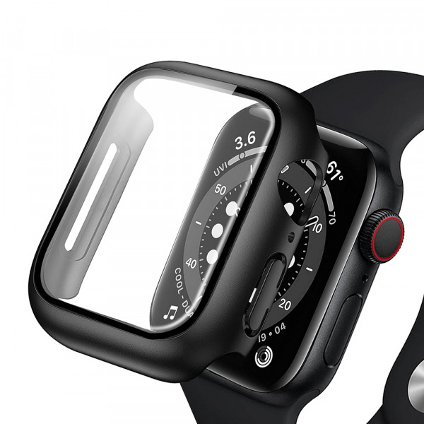 Husa Anank Screen Guard pentru Apple Watch Series 7 45mm, Neagra