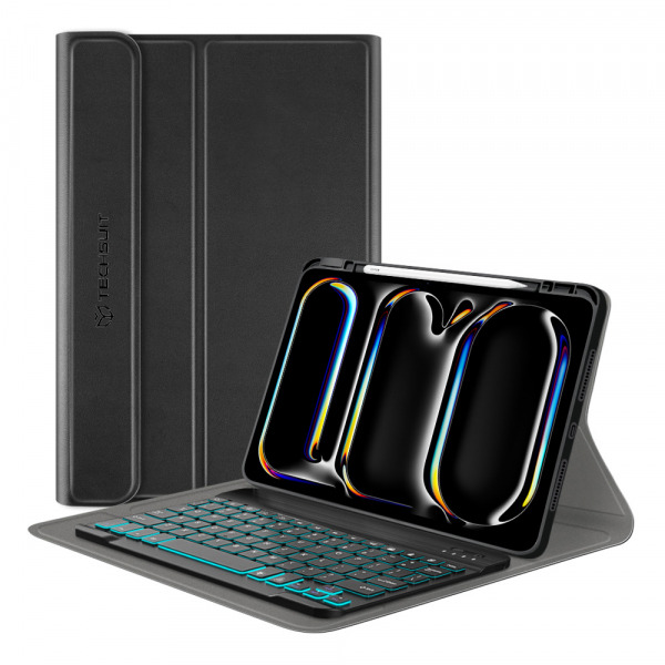 Husa cu Tastatura pentru Apple iPad Pro 11 (2024), Techsuit, CozyTab, Neagra