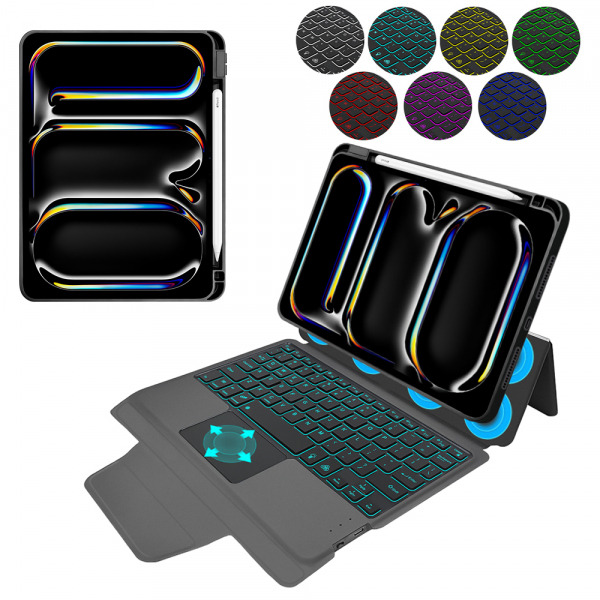Husa cu Tastatura pentru Apple iPad Pro 11 (2024), Techsuit, KeyTab Pro, Neagra