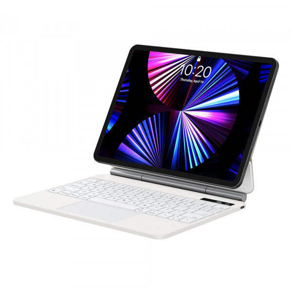 Husa cu Tastatura pentru Apple iPad Pro 12.9 (2022) / Pro 12.9 (2021) / Pro 12.9 (2020), Baseus, Brilliance with Digital Display, Alba
