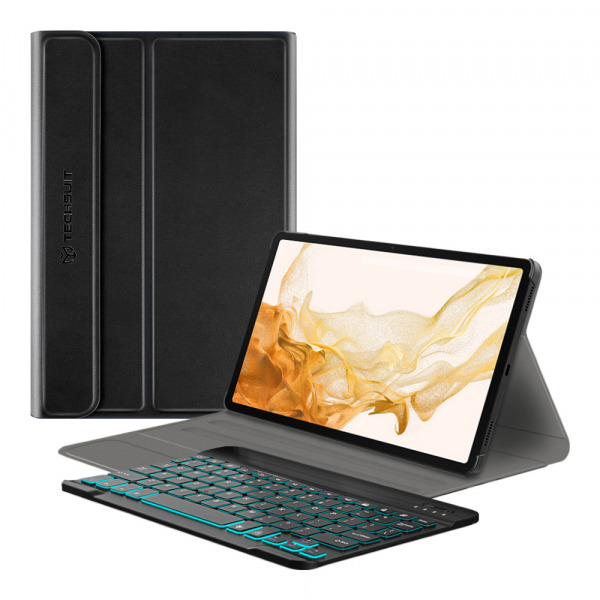 Husa cu Tastatura pentru Samsung Galaxy Tab S8+, Techsuit, CozyTab, Neagra