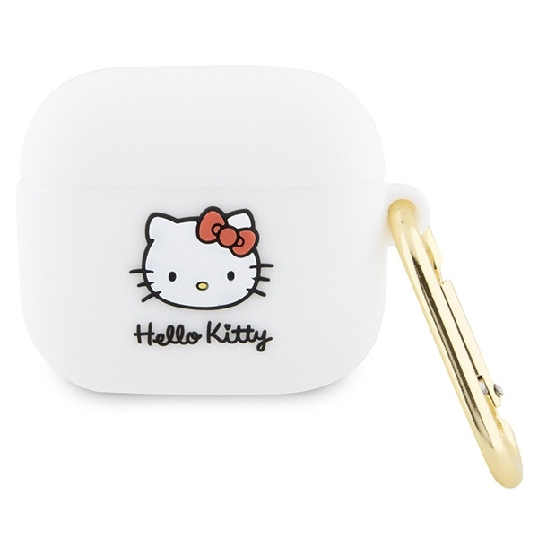 Husa Hello Kitty 3D Kitty Head pentru Apple AirPods 3, Alba