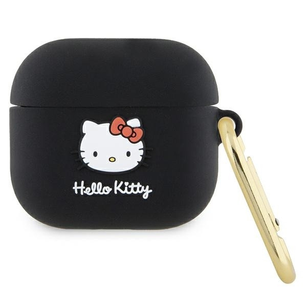 Husa Hello Kitty 3D Kitty Head pentru Apple AirPods 3, Neagra