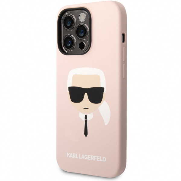 Husa MagSafe pentru Apple iPhone 14 Pro, Karl Lagerfeld, Silicone Karl Head, Roz