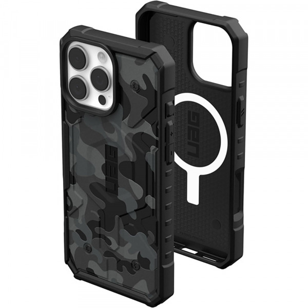 Husa MagSafe pentru Apple iPhone 16 Pro Max, Urban Armor Gear, Pathfinder SE Midnight Camo, Camuflaj