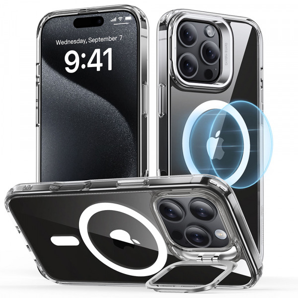 Husa MagSafe pentru Apple iPhone 16 Pro Max, ESR, Classic Hybrid Kickstand, Transparenta