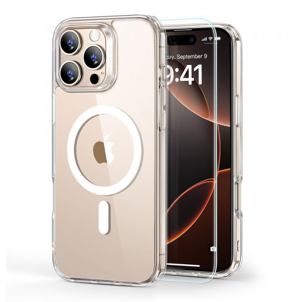 Husa MagSafe pentru Apple iPhone 16 Pro Max, ESR, Classic Hybrid with Screen Protector, Transparenta
