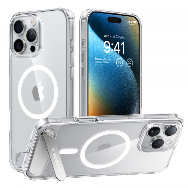 Husa MagSafe pentru Apple iPhone 16 Pro Max, Torras, Pstand, Transparenta