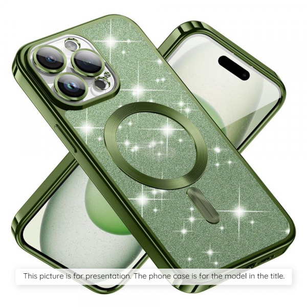 Husa MagSafe pentru Apple iPhone 17, Techsuit, Luxury Glitter, Verde Inchis