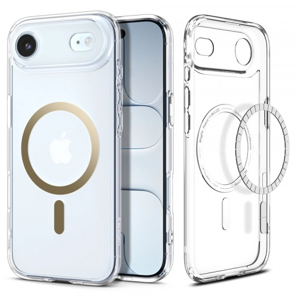 Husa MagSafe pentru Apple iPhone 17 Air, Spigen, Ultra Hybrid, Aurie Transparenta ACS10315