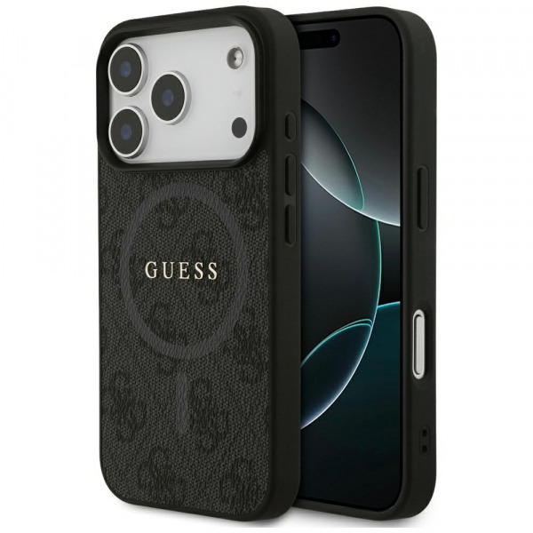 Husa MagSafe pentru Apple iPhone 18 Pro / 17 Pro, Guess, 4G Ring Classic Logo, Neagra