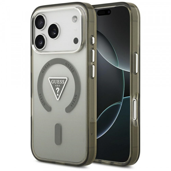 Husa MagSafe pentru Apple iPhone 18 Pro / 17 Pro, Guess, IML Gradient Triangle Logo, Kaki