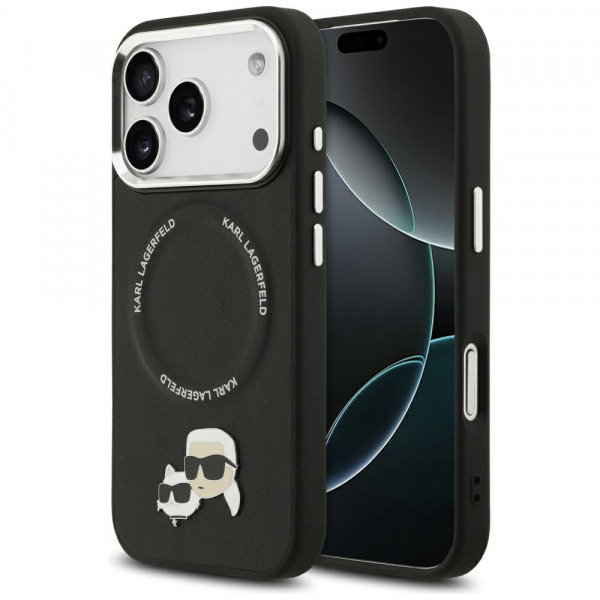 Husa MagSafe pentru Apple iPhone 18 Pro / 17 Pro, Karl Lagerfeld, Karl & Choupette Pins, Neagra