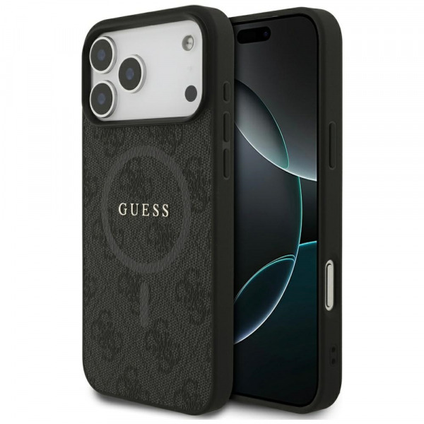 Husa MagSafe pentru Apple iPhone 18 Pro Max / 17 Pro Max, Guess, 4G Ring Classic Logo, Neagra