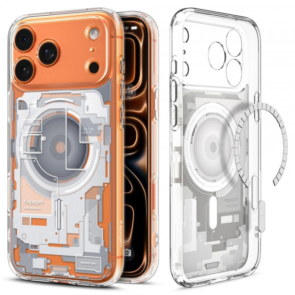 Husa MagSafe pentru Apple iPhone 18 Pro Max / 17 Pro Max, Spigen, Ultra Hybrid Zero One, Alba ACS10287
