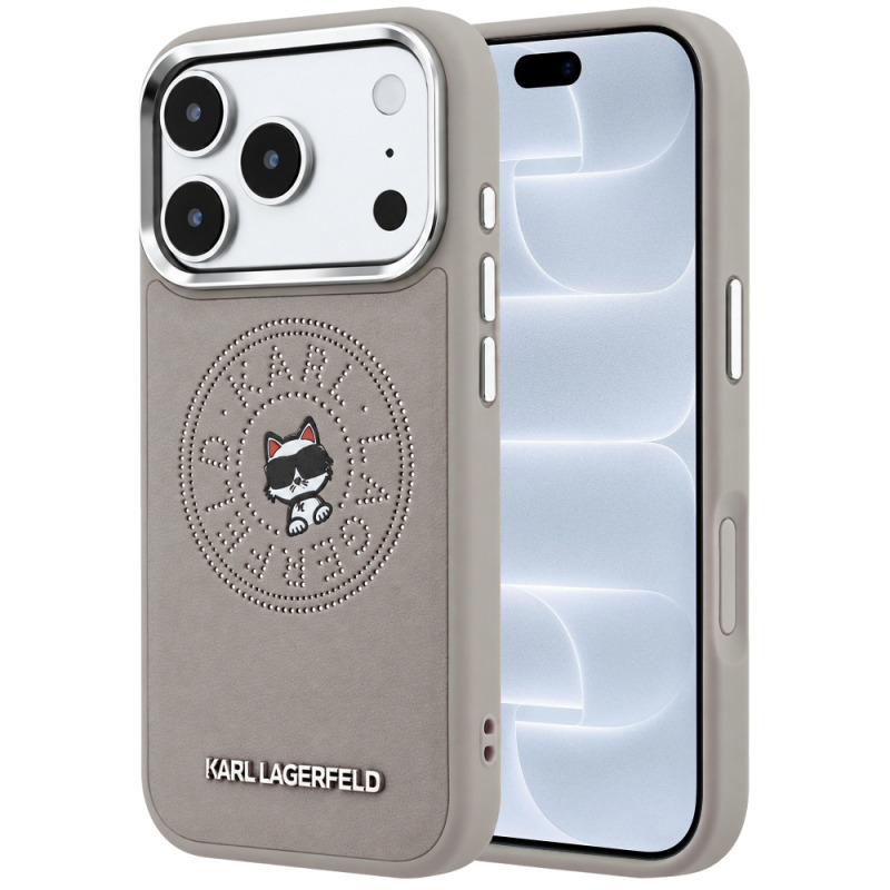 Husa MagSafe pentru Apple iPhone 18 Pro / 17 Pro, Karl Lagerfeld, Point and Choupette Sketch, Gri