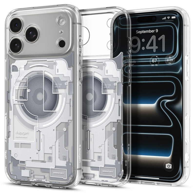 Husa MagSafe pentru Apple iPhone 18 Pro / 17 Pro, Spigen, Ultra Hybrid Zero One, Alba ACS12163