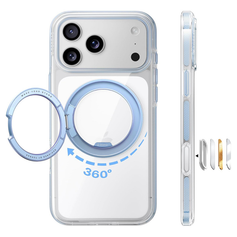Husa MagSafe pentru Apple iPhone 18 Pro / 17 Pro, Torras, Ostand O3 Light, Albastra