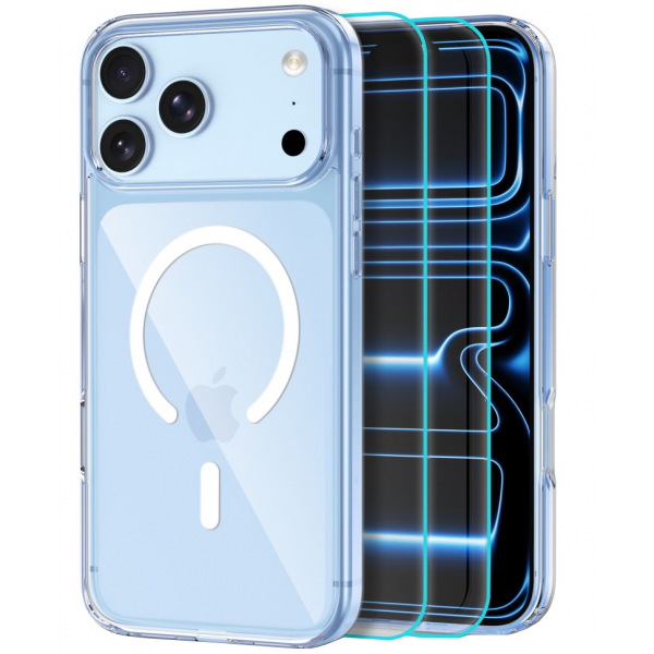Husa MagSafe pentru Apple iPhone 18 Pro / 17 Pro, Tech-Protect, Flexair Hybrid with Screen Protector, Transparenta