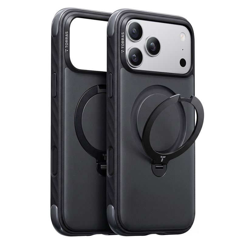 Husa MagSafe pentru Apple iPhone 18 Pro Max / 17 Pro Max, Torras, Ostand Q3 Rugged, Neagra