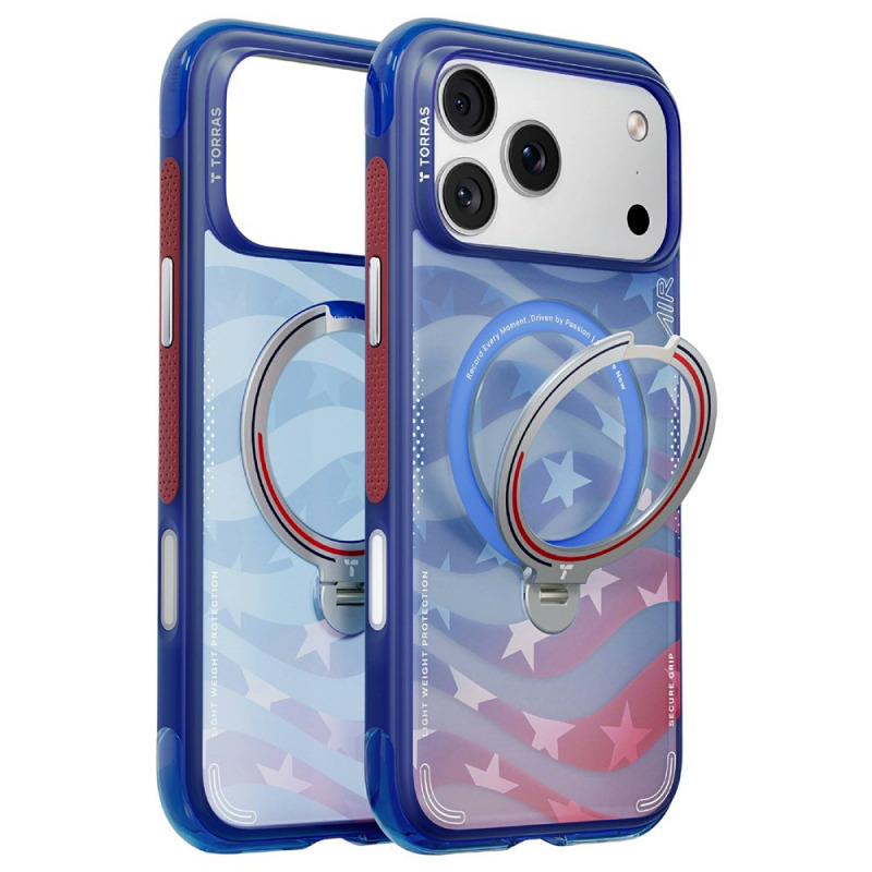 Husa MagSafe pentru Apple iPhone 18 Pro Max / 17 Pro Max, Torras, Ostand Spin Air Football, Albastra