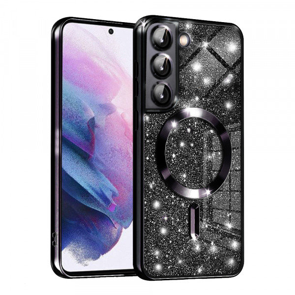 Husa MagSafe pentru Samsung Galaxy S21 5G G991, Techsuit, Luxury Glitter, Neagra