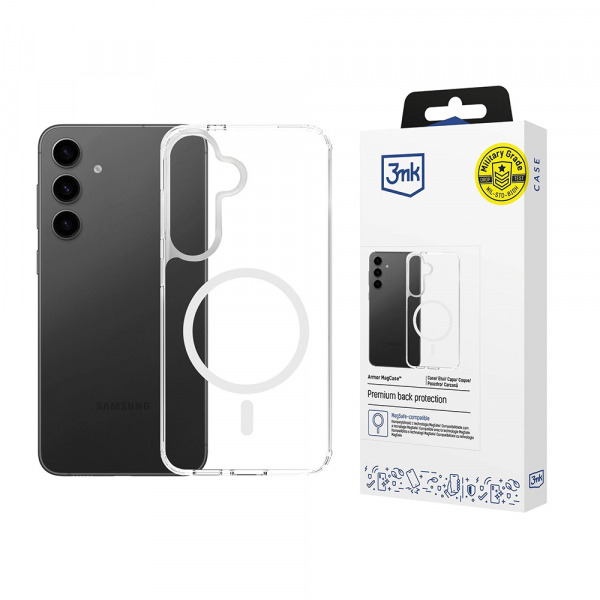 Husa MagSafe pentru Samsung Galaxy S25 FE, 3MK, Armor MagCase, Transparenta