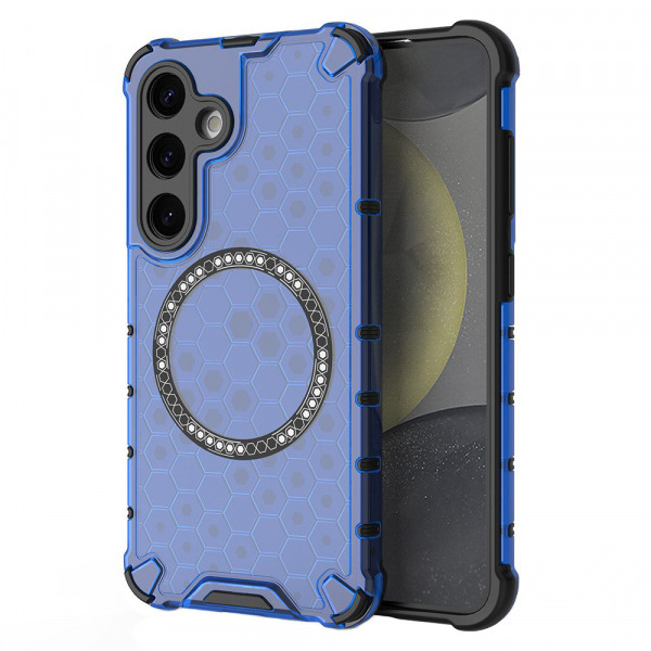 Husa MagSafe pentru Samsung Galaxy S25 S931, Techsuit, HoneyComb Shield, Albastra