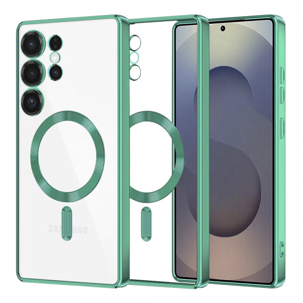 Husa MagSafe pentru Samsung Galaxy S25 Ultra S938, Techsuit, Luxury Crystal, Verde Deschis