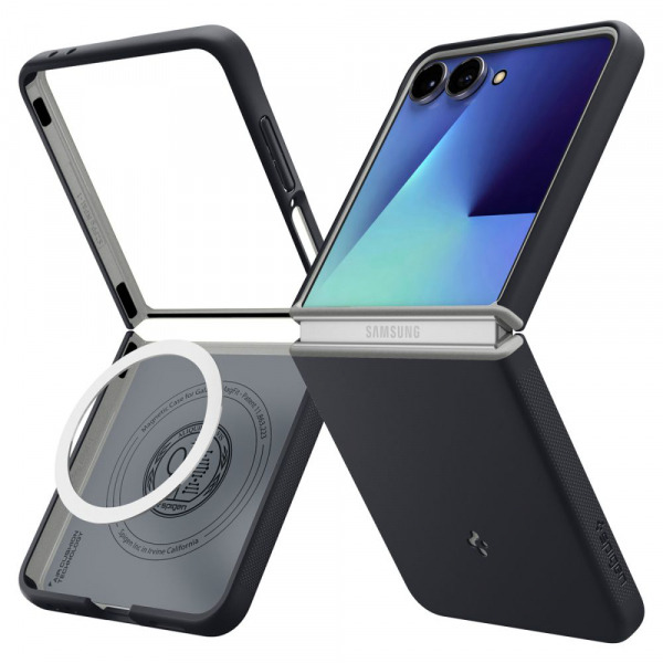 Husa MagSafe pentru Samsung Galaxy Z Flip7 F766, Spigen, Caseology Nano Pop, Neagra ACS11158