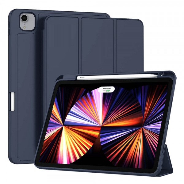 Husa pentru Apple iPad Pro 11 (2022) / Pro 11 (2021) / Pro 11 (2020) / Pro 11 (2018), Techsuit, Flex Trifold, Bleumarin