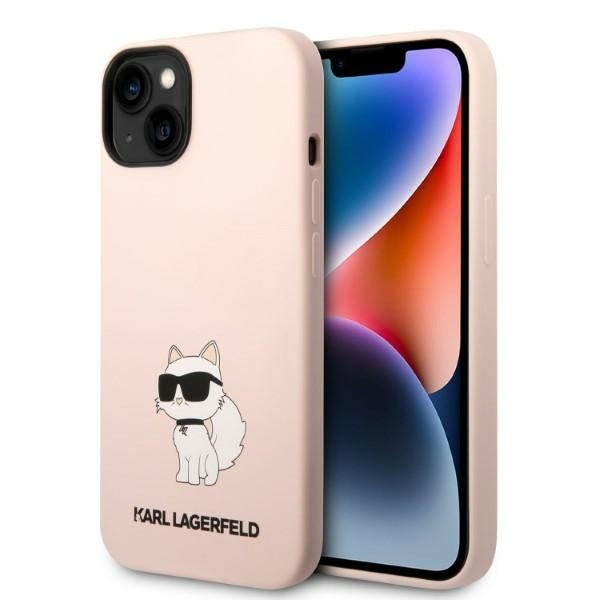 Husa pentru Apple iPhone 14 Plus, Karl Lagerfeld, Silicone Choupette, Roz