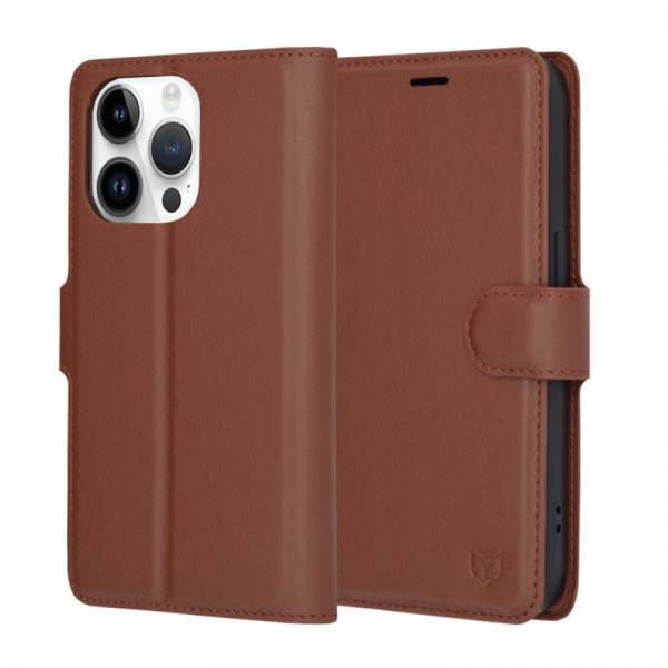 Husa pentru Apple iPhone 14 Pro, Techsuit, Leather Folio, Maro