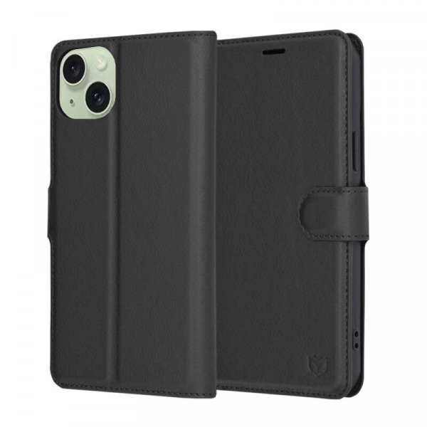 Husa pentru Apple iPhone 15 Plus, Techsuit, Leather Folio, Neagra