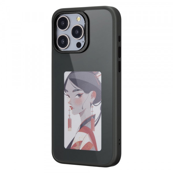Husa pentru Apple iPhone 15 Pro Max, OEM, Display Customized E-Ink, Neagra