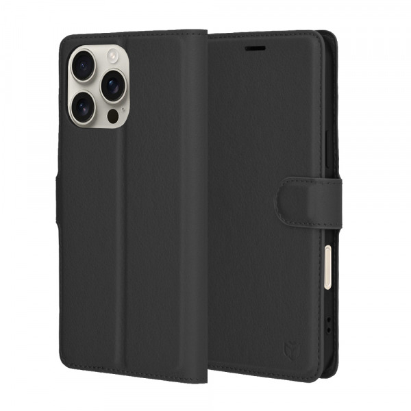 Husa pentru Apple iPhone 16 Pro Max, Techsuit, Leather Folio, Neagra