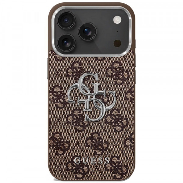 Husa pentru Apple iPhone 17, Guess, Big 4G Logo Classic, Maro Argintie