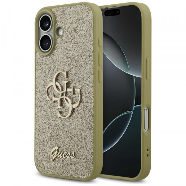 Husa pentru Apple iPhone 17, Guess, Fixed Glitter Big 4G, Aurie