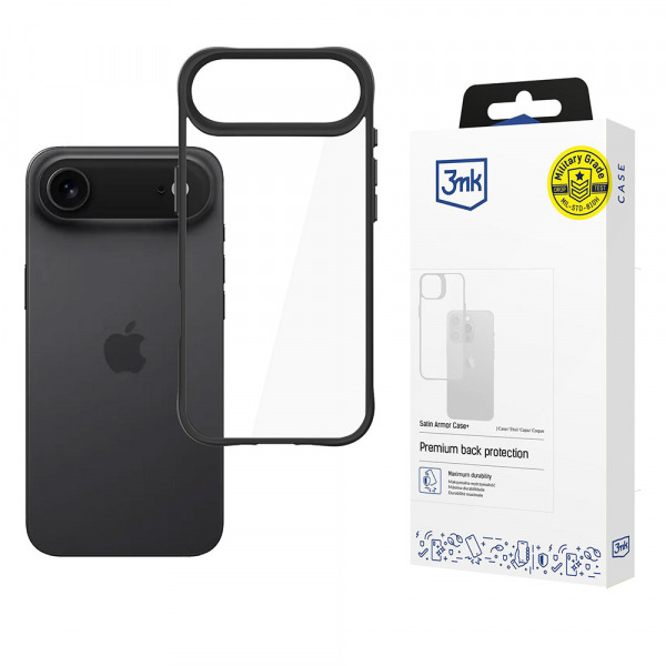 Husa pentru Apple iPhone 17 Air, 3MK, Satin Armor Case+, Neagra