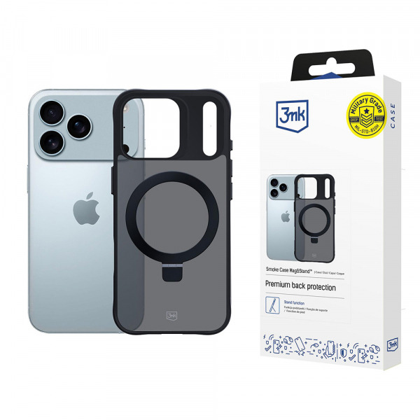 Husa pentru Apple iPhone 18 Pro Max / 17 Pro Max, 3MK, Smoke MagStand, Neagra