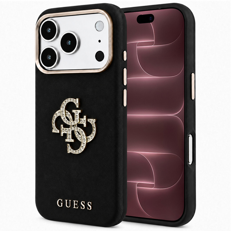 Husa pentru Apple iPhone 18 Pro Max / 17 Pro Max, Guess, Smooth Big Strass Logo, Neagra