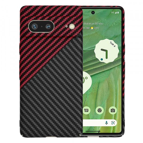 Husa pentru Google Pixel 7, Techsuit, Carbonite FiberShell, Neagra Rosie