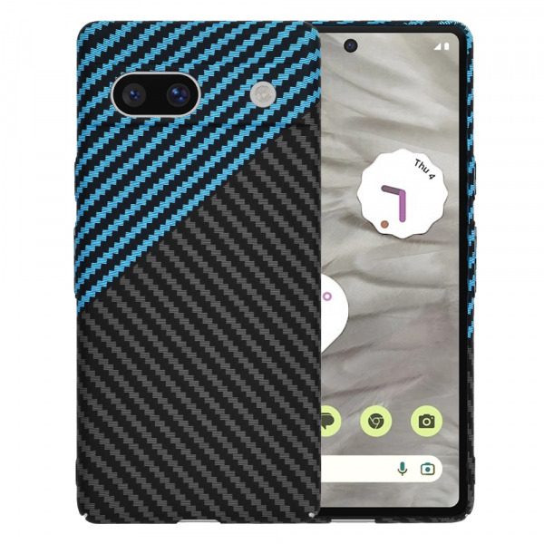 Husa pentru Google Pixel 7a, Techsuit, Carbonite FiberShell, Neagra Bleu
