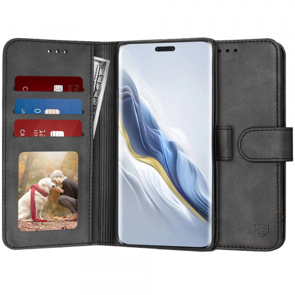 Husa pentru Honor Magic6 Pro, Techsuit, Diary Book, Neagra